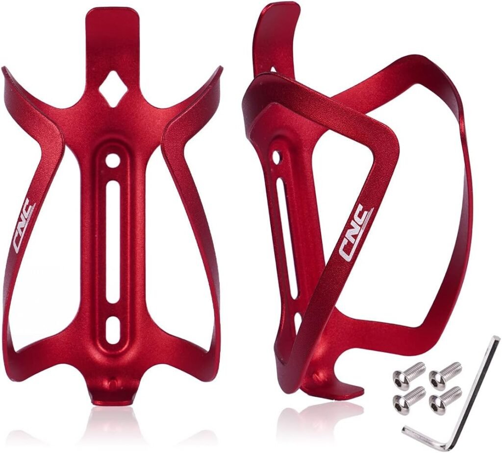 CNC Bike Water Bottle Holder, 2-Pack Bicycle Water Bottle Cage for Road Bike/Mountain Bike，red